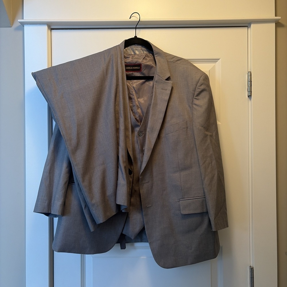 GIORGIO‎ FIORELLI Mens Gray 3pc VEST Suit Size 44 Jacket 42x29 Pant